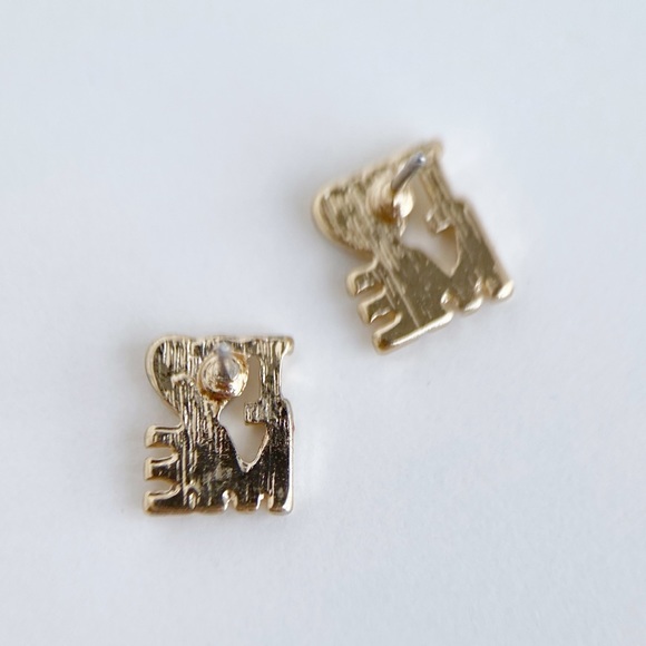 I Love Me Small Self Confidence Gold Tone Stud Earrings with hearts - Picture 7 of 12